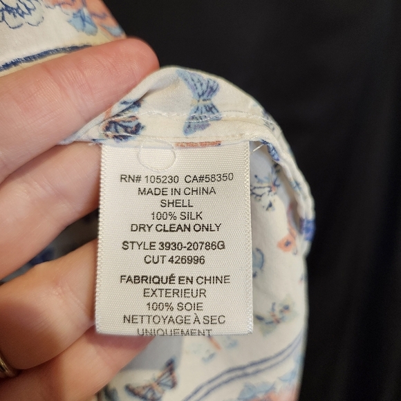 Joie Womens 100% Silk Sleeveless Top Size XS Pink Blue Butterflies Floral - Picture 7 of 8